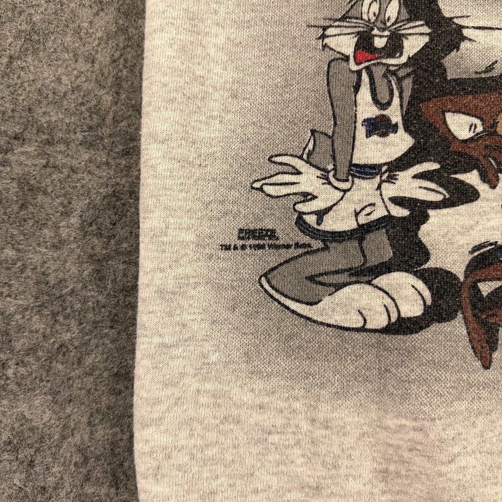Vintage Space Jam Looney Tunes Sweatshirt Youth XL Gray Basketball Graphic 90s - Picture 7 of 9